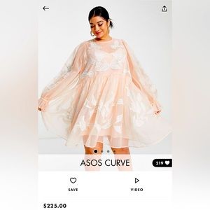 ASOS EDITION Curve embroidered organza mini smock dress in the color pink
